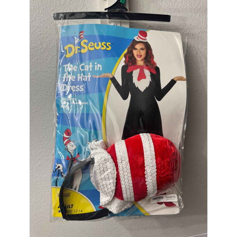 Cat in the Hat Dress Costume Adult Large 12-14
